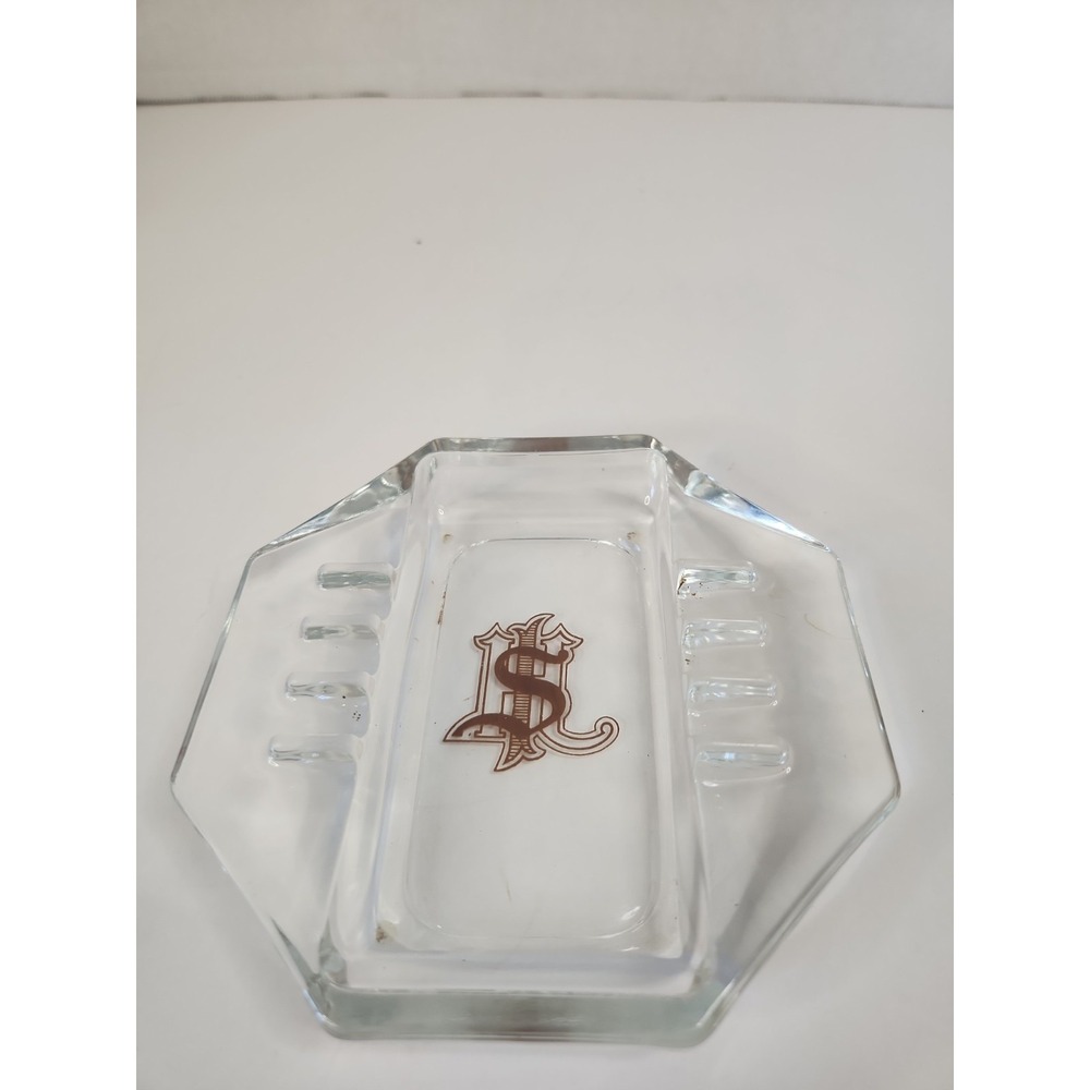 Vtg 1970s‎ SAFEX Glass Ashtray 5x5 Octagon MCM Blade Runner Prop Style Monogram